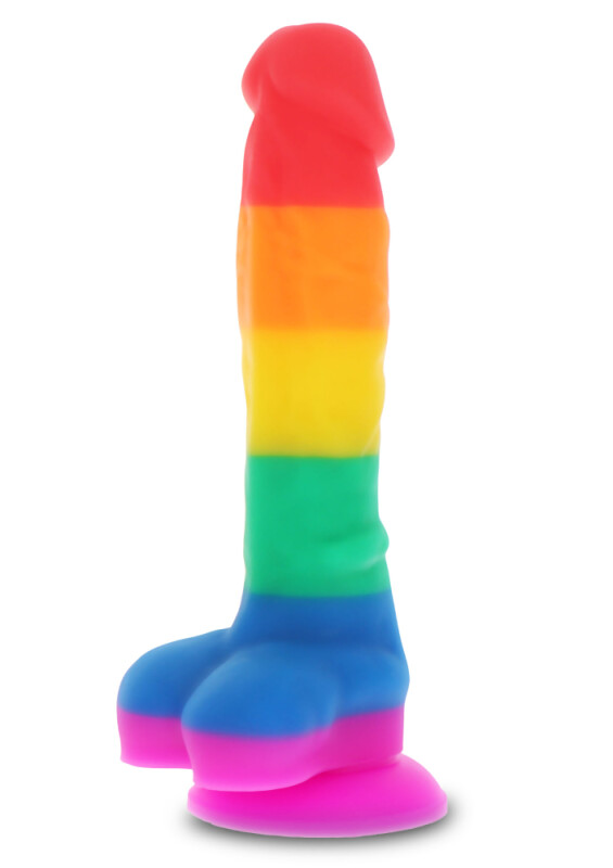 Фалоімітатор реалістичний Rainbow Lover на присосці, великий, різнокольоровий, 21 х 4 см - Зображення 2