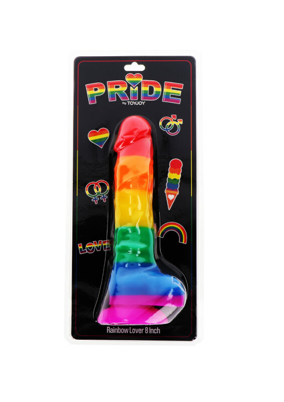 Фалоімітатор реалістичний Rainbow Lover на присосці, великий, різнокольоровий, 21 х 4 см - Зображення 3