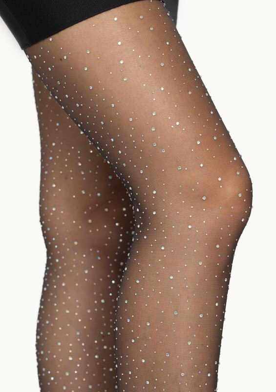 Колготки зі стразами Leg Avenue Petra Sheer Rhinestone, чорні, One Size - Зображення 2