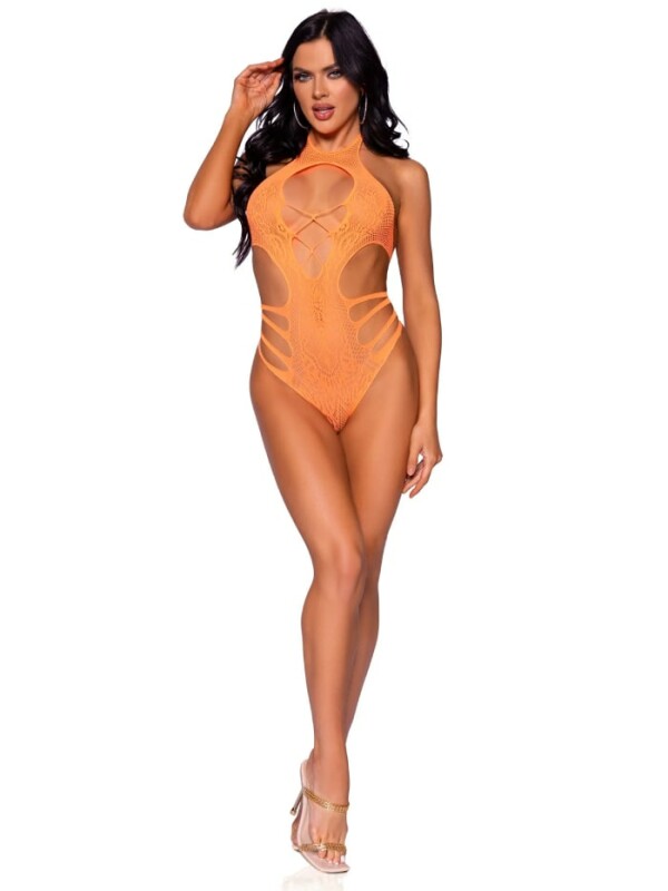 Сексуальне боді Leg Avenue Meet Me in Malibu Lace Bodysuit помаранчевого кольору, розмір OS - Зображення 3
