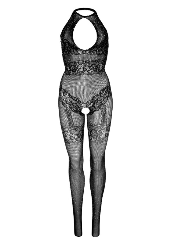 Еротичний комбінезон Leg Avenue Rhinestone, OS, з інтимним доступом, в дрібну сітку, з мереживом, чорний - Зображення 7