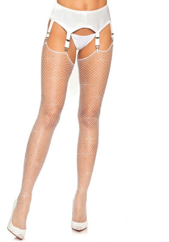 Сексуальні панчохи зі стразами One Size Leg Avenue Rhinestone, білі