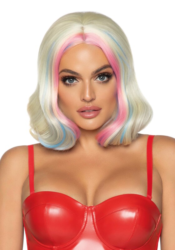Перука біла з кольоровими пасмами Harley Leg Avenue - Зображення 1