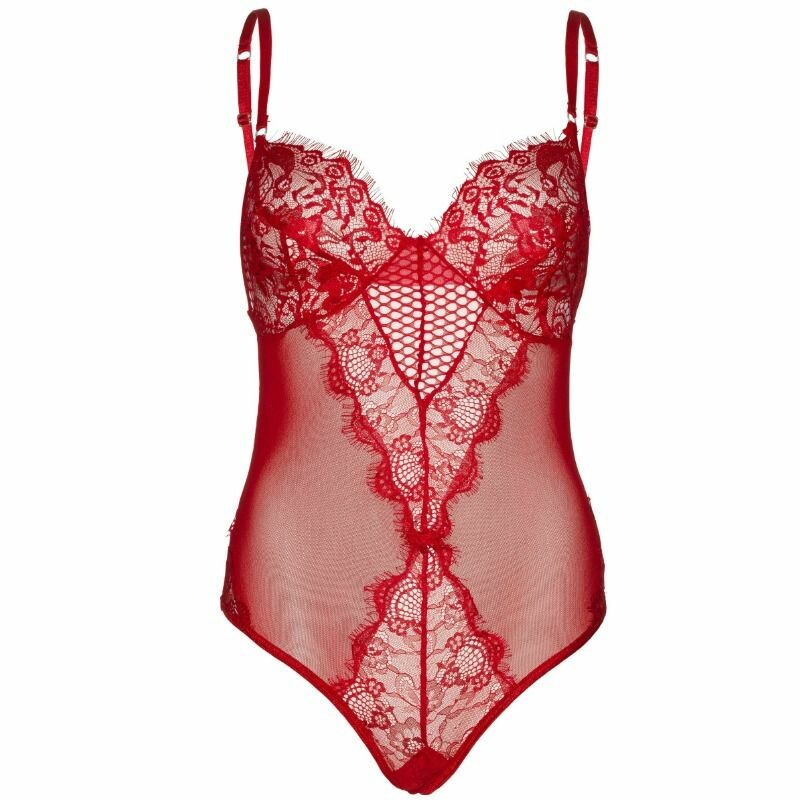 Сексуальне боді Leg Avenue Lace And Mesh, S, з мережива і сіточки, червоного кольору - Зображення 3