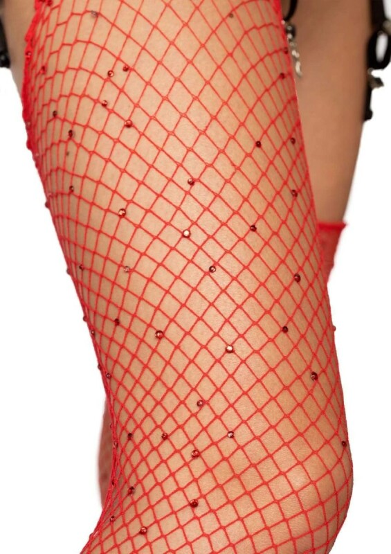 Сексуальні панчохи зі стразами One Size Leg Avenue Rhinestone, червоні - Изображение 2