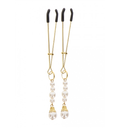 Затискачі на соски Taboom Tweezers With Pearls Gold 12 см