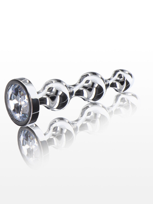 Анальна ялинка S металева зі стразами ToyJoy Anal Play Diamond Star Beads срібна, 10.5 см х 2.5 см - Изображение 2