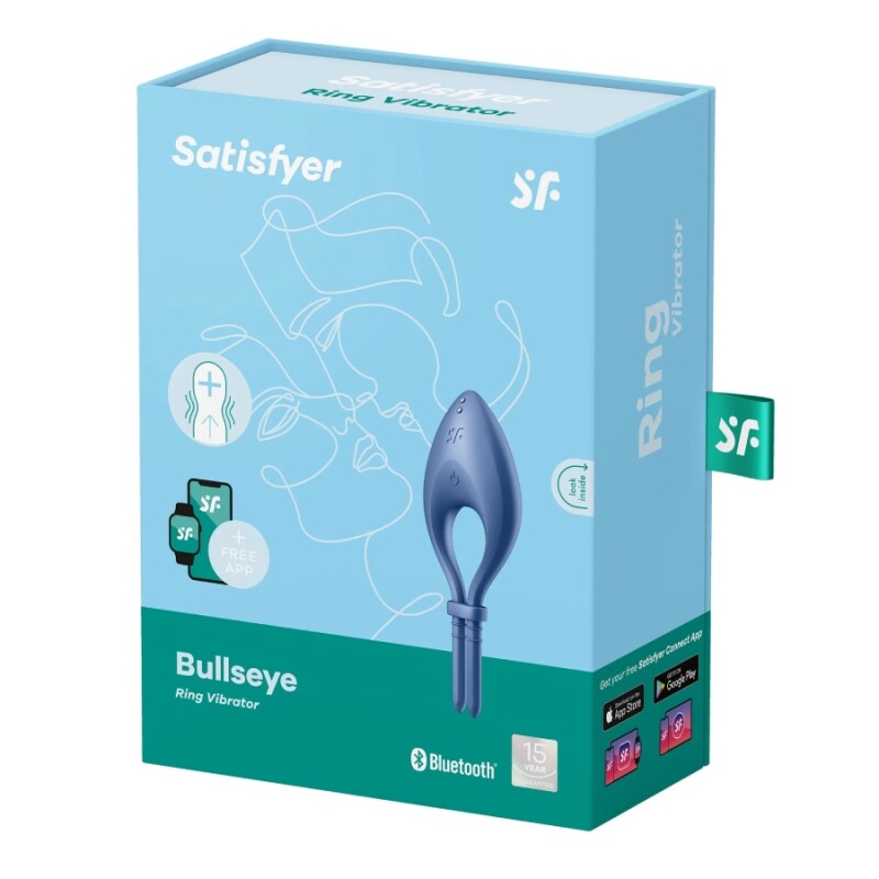 Ерекцинне віброкільце Satisfyer Bullseye з додатком, синє, 14.1 х 5.3 см - Изображение 1