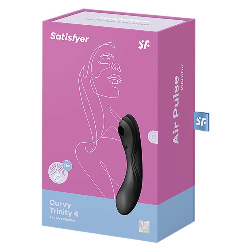 Вібратор Satisfyer Curvy Trinity 4 з вакуумною стимуляцією, чорний, 17 х 4.2 см - Зображення 1