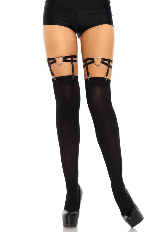 Підв'язки для панчіх Leg Avenue Joni Garter з сердечками, чорні, One Size - Зображення 2