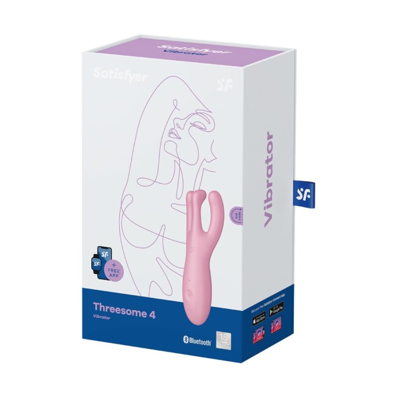 Вібратор потрійний Satisfyer Threesome 4 з додатком, рожевий, 14 х 5.5 см - Зображення 1
