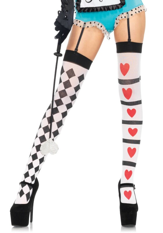 Панчохи сексуальні Leg Avenue Harlequin & Heart, One Size - Зображення 1