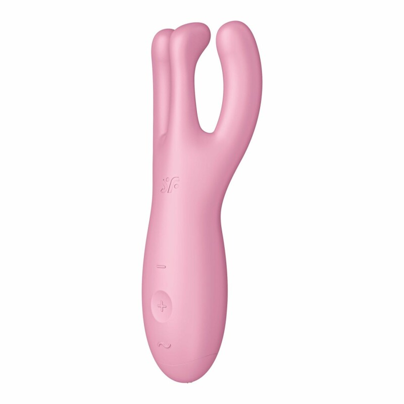 Вібратор потрійний Satisfyer Threesome 4 з додатком, рожевий, 14 х 5.5 см