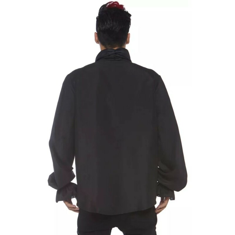 Чоловіча сорочка Leg Avenue Ruffle Front Shirt, L, з коміром і оборками спереду, чорна - Зображення 1
