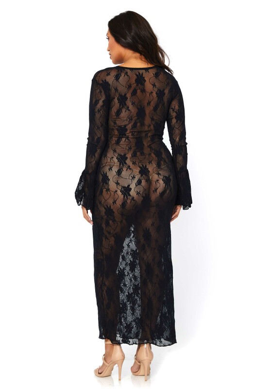 Сукня еротична мереживна Leg Avenue, довга, чорна, розмір XL/XXL - Изображение 2