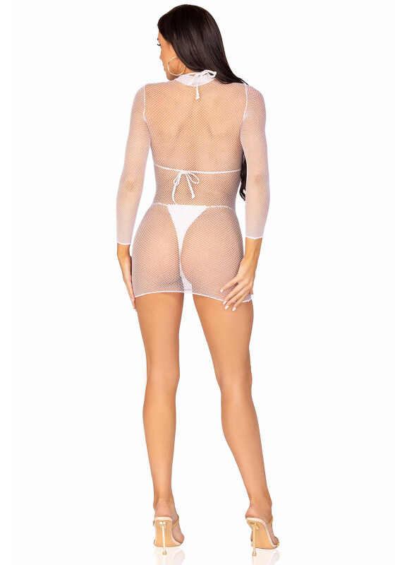 Сукня із сітки Leg Avenue High Neck Mini Dress, розмір One Size, біла - Изображение 8