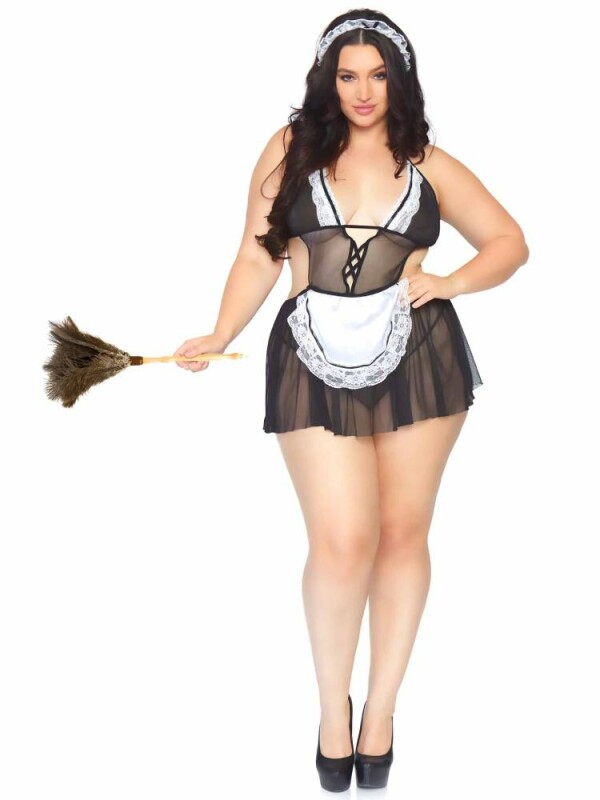 Сексуальний костюм покоївки XL/XXL Leg Avenue Flirty French Maid, 4 предмети, чорний