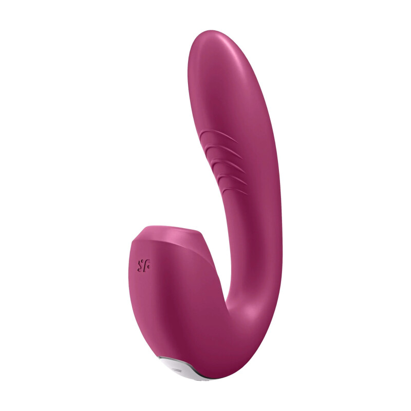 Вібратор для точки G Satisfyer Sunray з додатком та вакуумною стимуляцією, червоний, 14.8 х 3.1 см