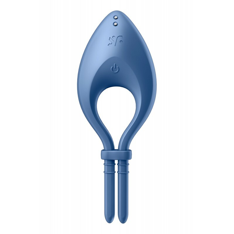 Ерекцинне віброкільце Satisfyer Bullseye з додатком, синє, 14.1 х 5.3 см