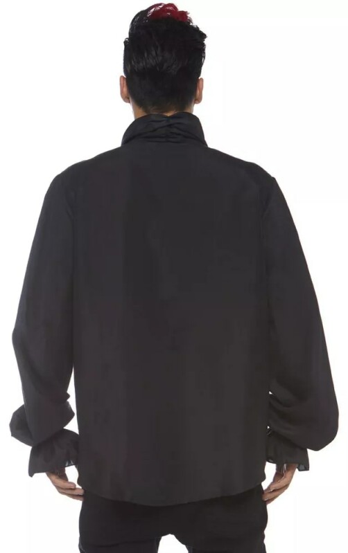 Чоловіча сорочка Leg Avenue Ruffle Front Shirt, XL, з коміром і оборками спереду, чорна - Изображение 3