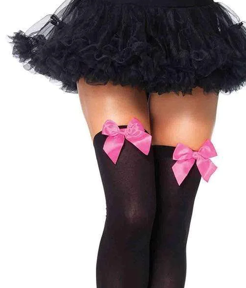 Панчохи сексуальні One Size Leg Avenue, з бантиками, чорні - Зображення 1