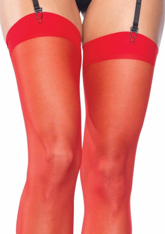 Панчохи сексуальні під пояс Dex Leg Avenue, червоні, One Size - Зображення 2
