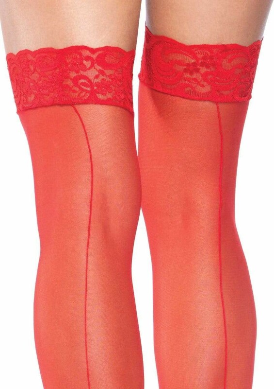 Панчохи еротичні Nuna Leg Avenue зі стрілкою, червоні, One Size - Зображення 2