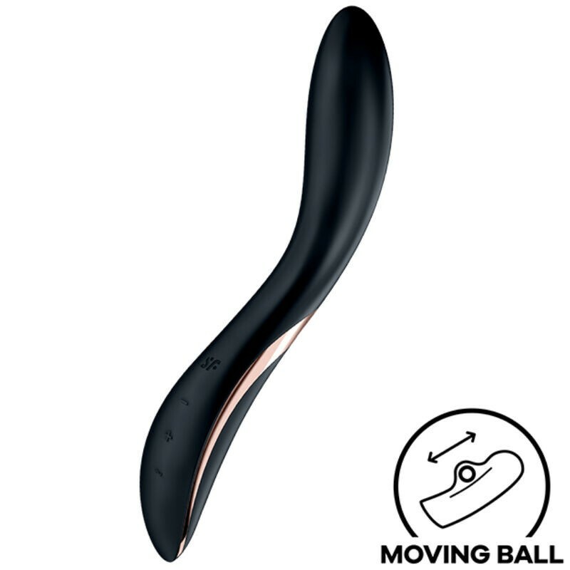 Вібратор для точки G Satisfyer Rrrolling Explosion з рухомою кулькою, чорний, 22 х 3.6 см