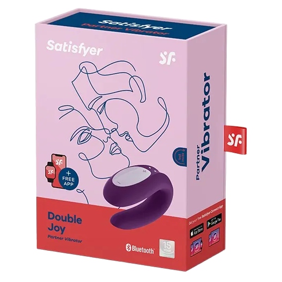 Вібратор для пар Satisfyer Double Joy з додатком, фіолетовий, 9.1 х 4.1 см - Изображение 1