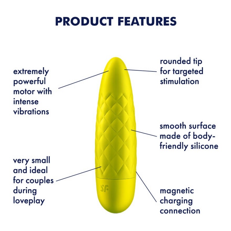 Віброкуля Satisfyer Ultra Power Bullet 5 рельєфна, жовта, 9.6 х 2.6 см - Зображення 3