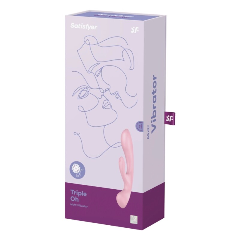 Вібратор-кролик Satisfyer Triple Oh подвійний, рожевий, 23.8 х 4.7 см - Зображення 1
