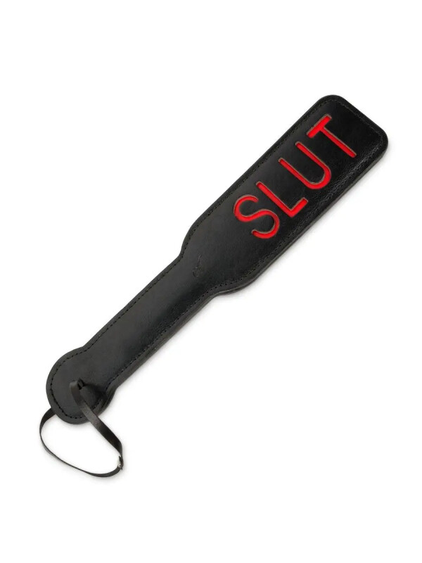 Паддл з написом SLUT, екошкіра, чорний, 31.5 см