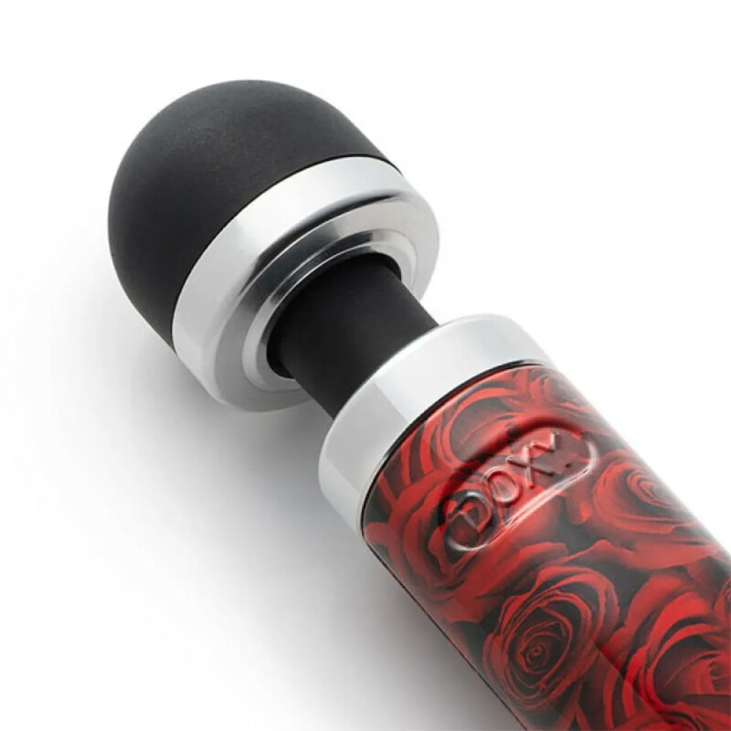 Масажер-мікрофон Doxy Die Cast 3R Wand Vibrator Rose Pattern, з трояндами, червоний - Зображення 2