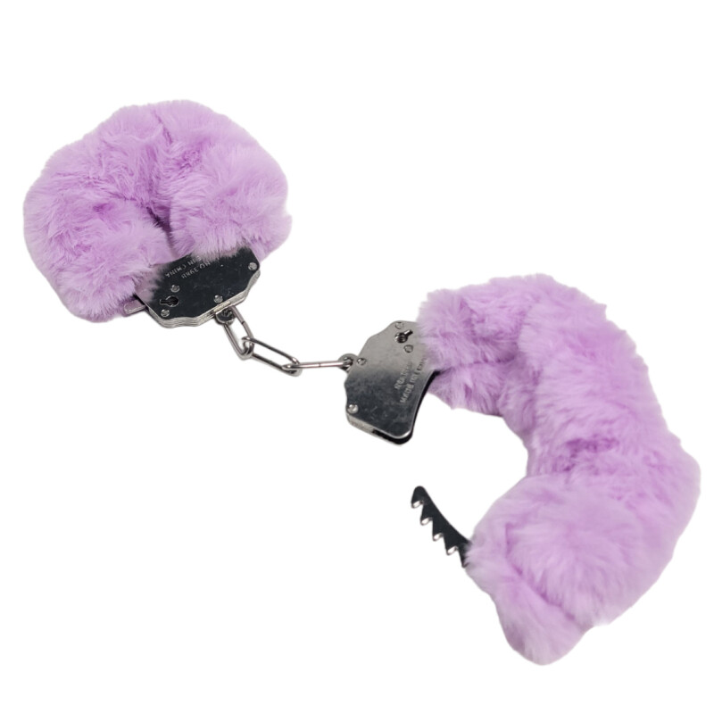Наручники металеві IDEA SM Plush зі штучним хутром, фіолетові - Изображение 2