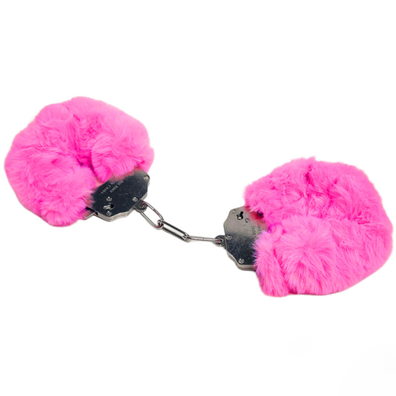Наручники металеві IDEA SM Plush зі штучним хутром, малинові - Зображення 1