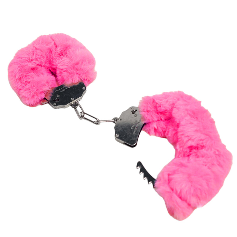 Наручники металеві IDEA SM Plush зі штучним хутром, малинові - Зображення 2