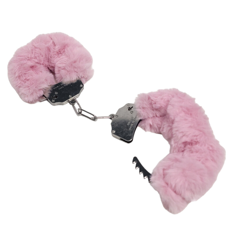 Наручники металеві IDEA SM Plush зі штучним хутром, рожеві - Изображение 2