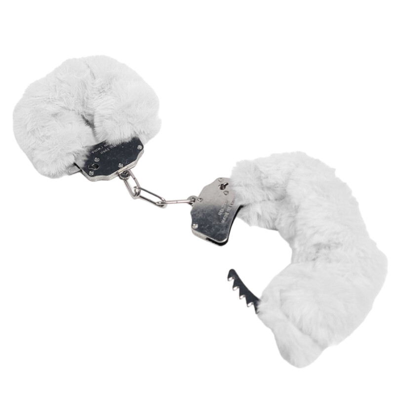 Наручники металеві IDEA SM Plush зі штучним хутром, білі - Изображение 2