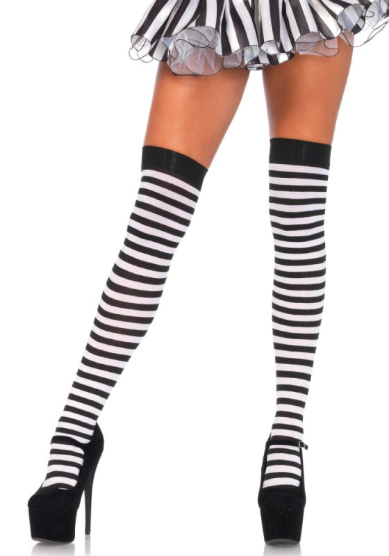 Сексуальні панчохи Leg Avenue, O/S, смугасті, чорно-білі - Изображение 6