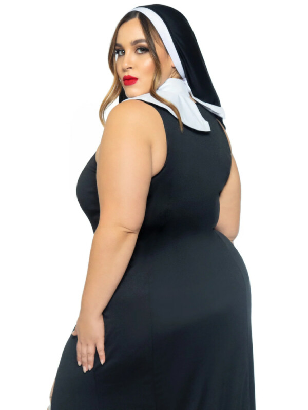 Костюм черниці Leg Avenue, XL/XXL, Sultry Sinner 3 предмети, чорний з білим - Зображення 6
