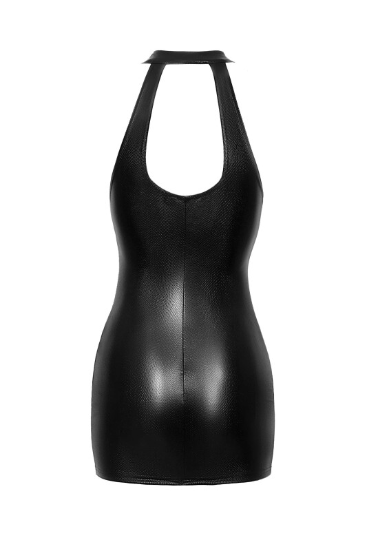 Спокуслива вінілова міні-сукня L F278 Noir Handmade, з блискавкою, чорна - Изображение 4