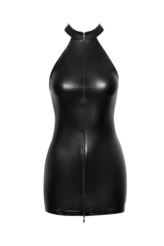 Спокуслива вінілова міні-сукня L F278 Noir Handmade, з блискавкою, чорна - Изображение 3