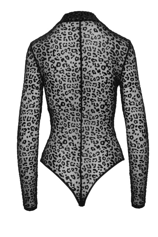 Боді сексуальне з леопардовим принтом S F287 Noir Handmade, чорне - Зображення 5