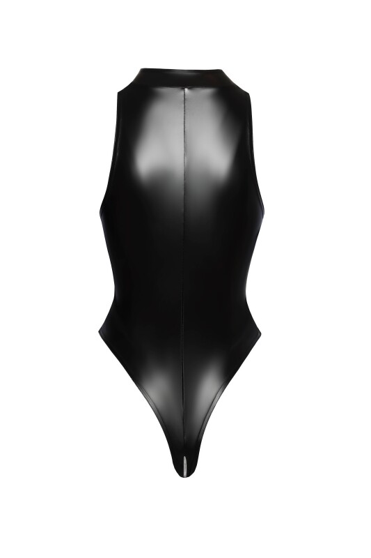 Боді спокусливе вінілове M F294 Noir Handmade, з блискавкою, чорне - Зображення 4