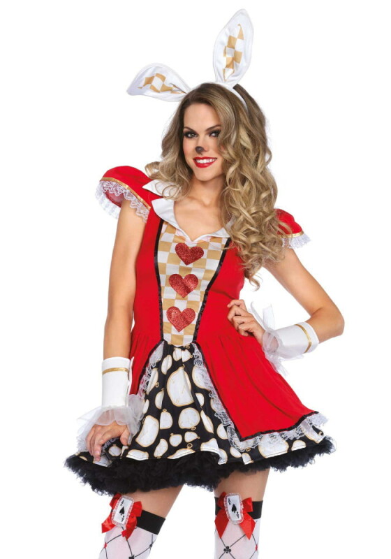 Спокусливий костюм Leg Avenue, M/L, Queen of Hearts White Rabbit різнокольоровий - Зображення 2