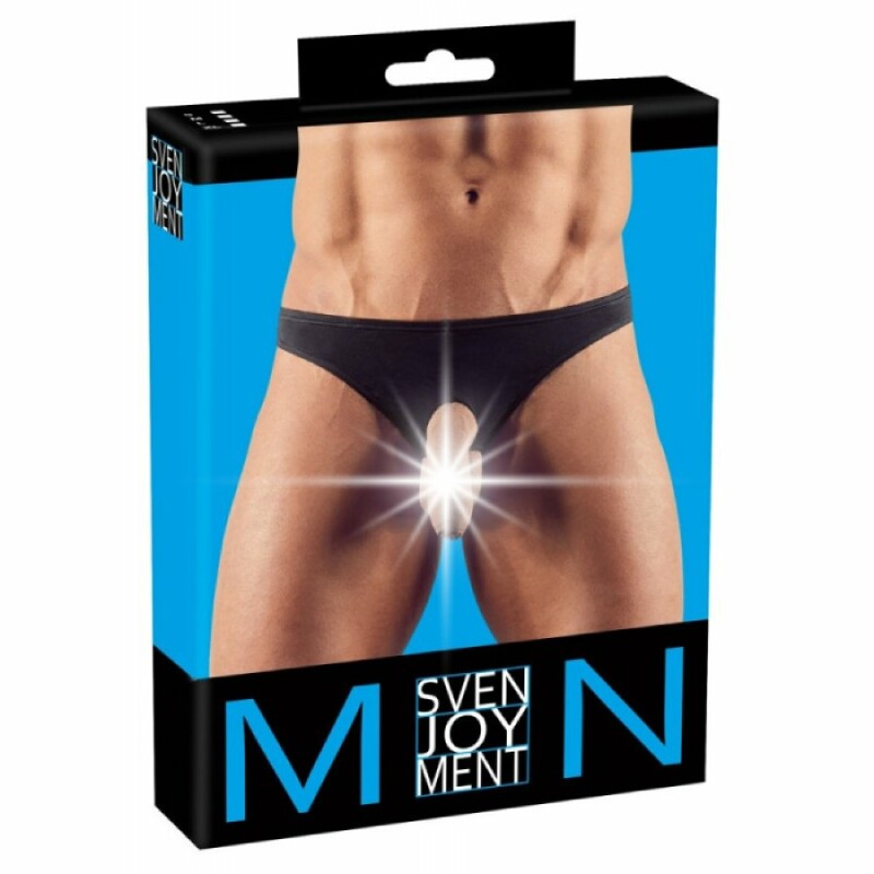 Стрінги еротичні з отворами спереду Svenjoyment Men's String, M, чорні - Зображення 4