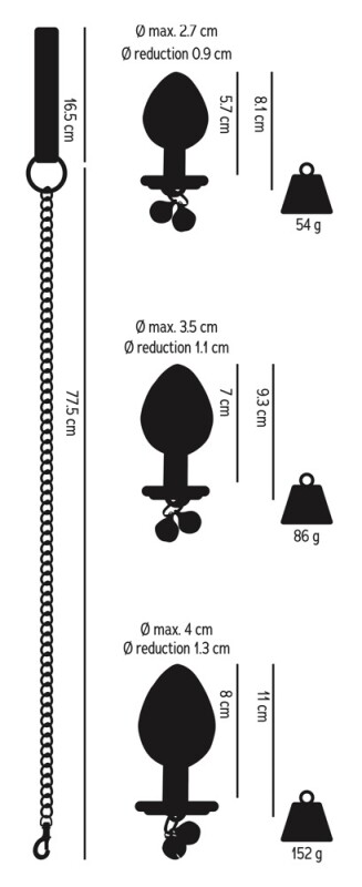 Набір анальних пробок з камінням і повідцем You2Toys Butt Plug Set - Зображення 6