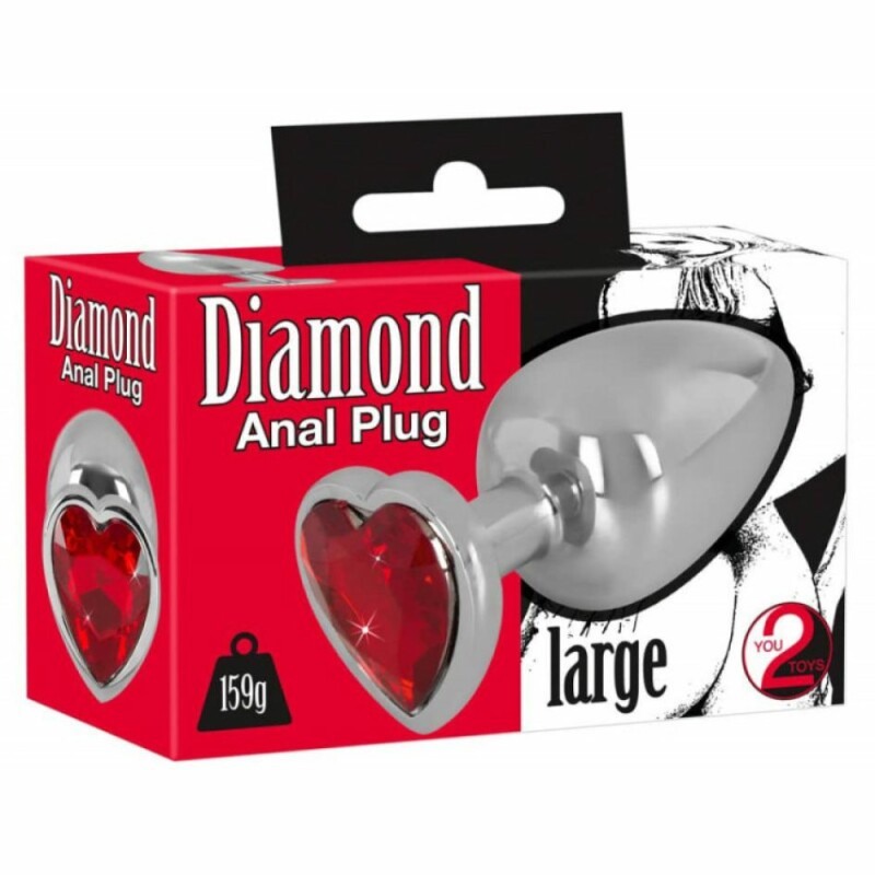 Анальна пробка з червоним каменем-серце You2Toys Diamond Butt Plug large, 9.4 см х 4.1 см