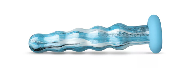 Фалоімітатор нереалістичний Ocean Flow Gildo, скляний, блакитний, 17 х 4 см - Изображение 2