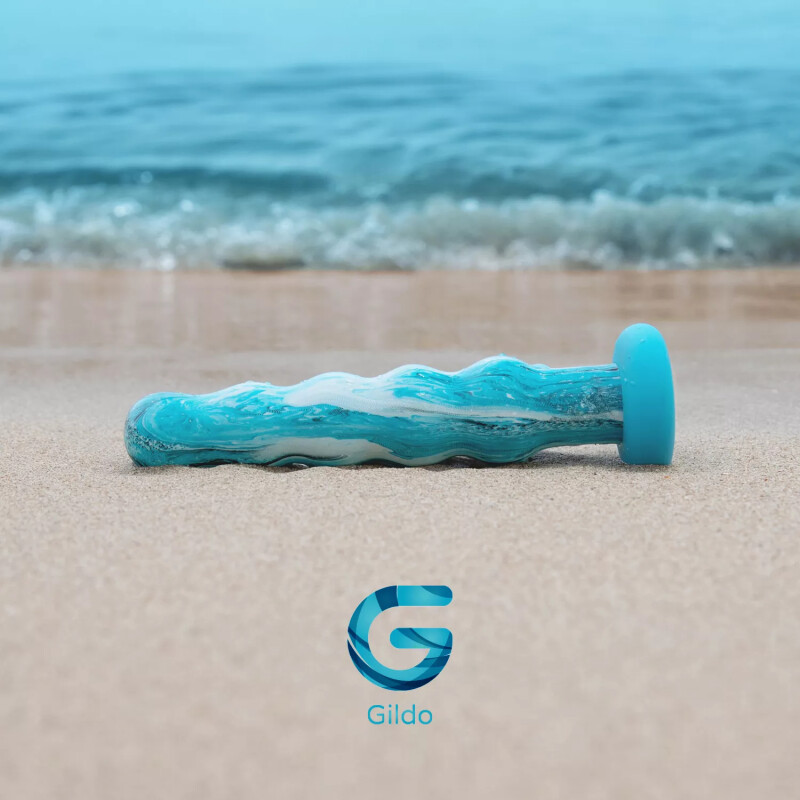 Фалоімітатор нереалістичний Ocean Flow Gildo, скляний, блакитний, 17 х 4 см - Изображение 6